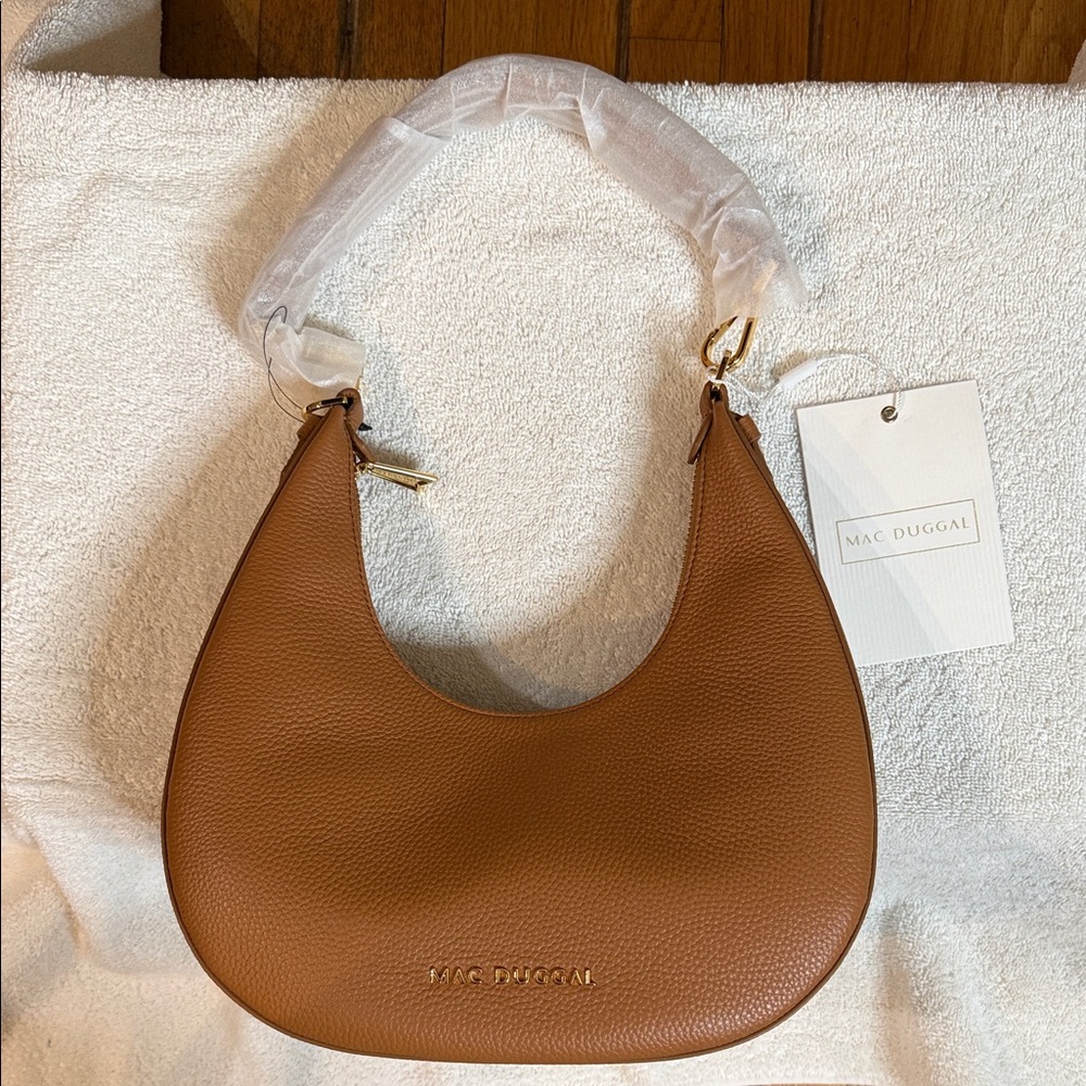 Mac Duggal Tan Leather Shoulder Bag - Picture 4 of 6